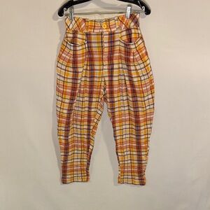 Free People Make A Stand Slouchy Plaid Harem Pants 100% Cotton Small